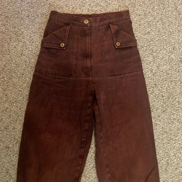 Ilana Kohn Huxie Pants Burgundy Cotton size 6 - Picture 7 of 8